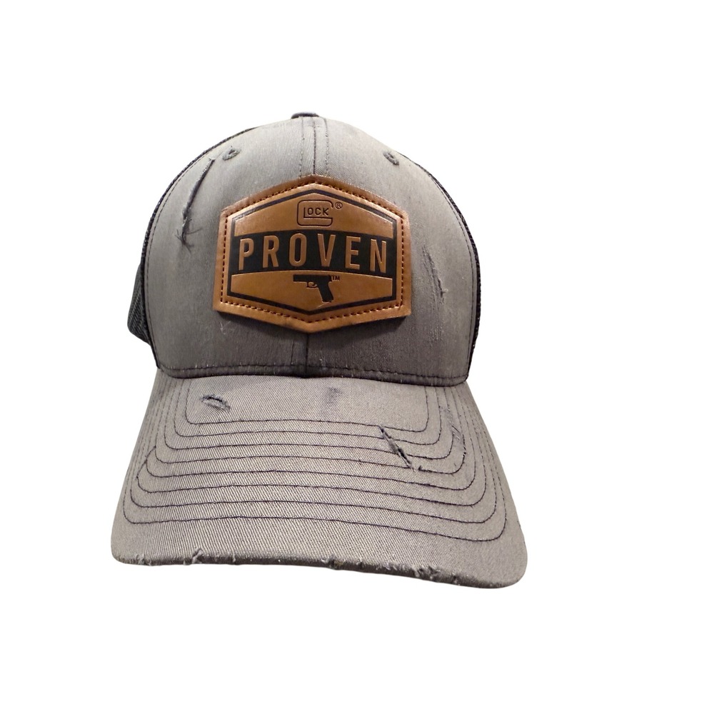 Richardson Trucker Hat Glck Proven Leather Patch Gray Mesh‎ Snapback Style 112